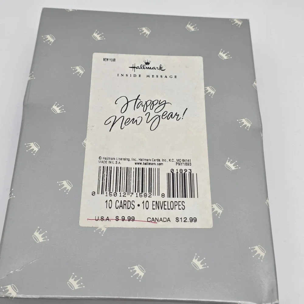 Vtg Hallmark New Year Cards 9ct Blue Gold Celestial Moon Stars Y2K Whimsical 90s